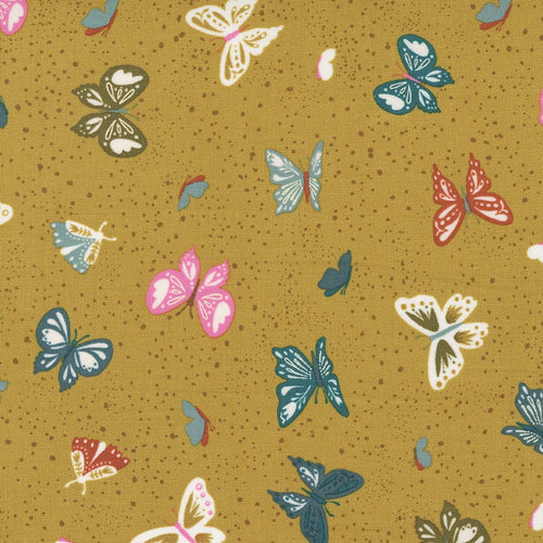 Songbook A New Page Butterflies Bronze Cotton Fabric