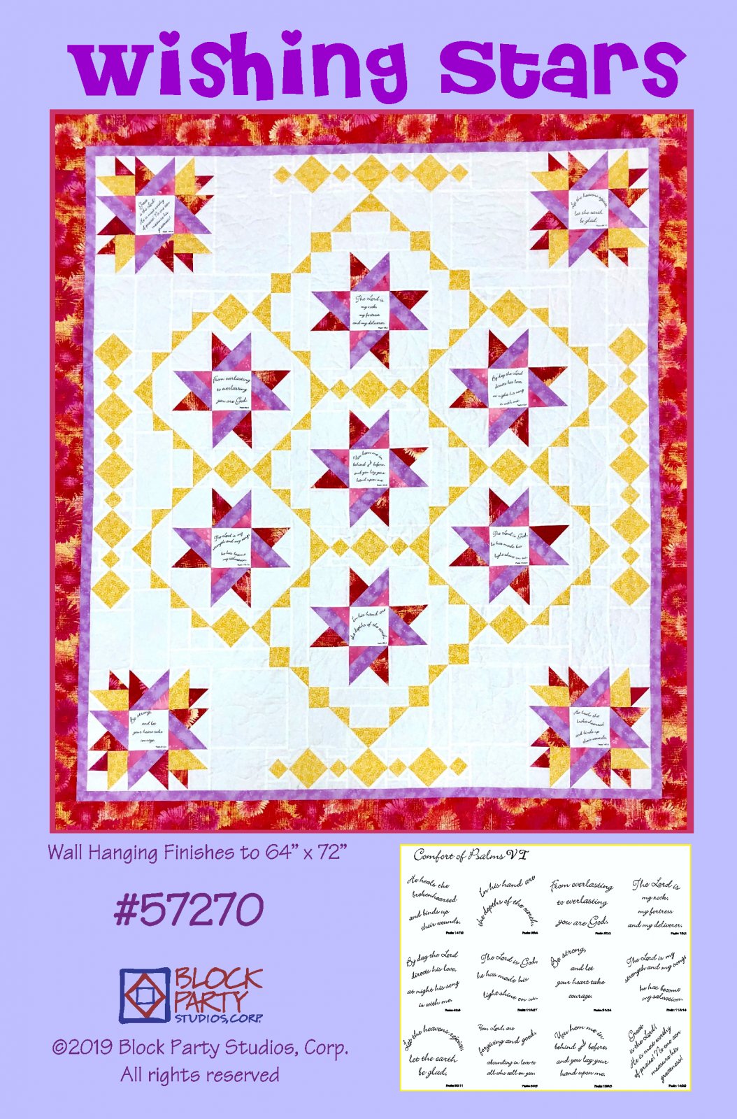 Wishing Stars Quilt Pattern & Comfort of Psalms VI Fabric Panel Kit