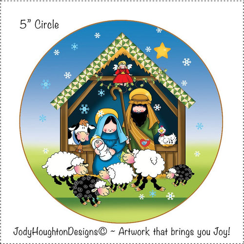 Nativity 5 inch Circle Fabric Art Panel