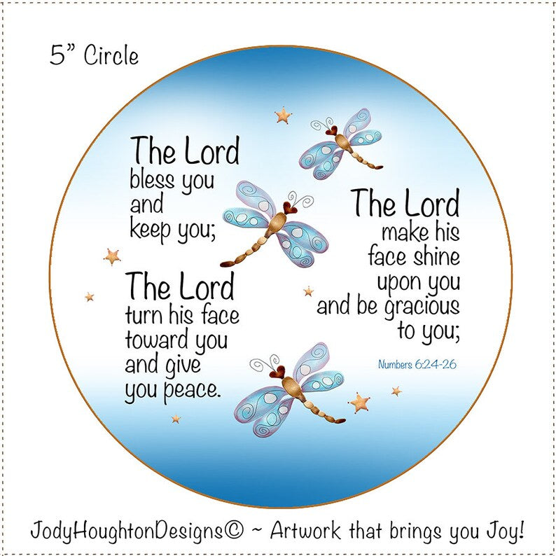 The Lord Bless You Numbers 6:24-26 5 inch Circle Fabric Art Panel