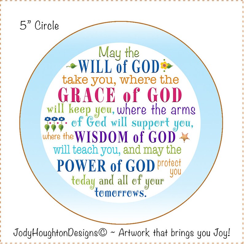 Will of God 5 inch Circle Fabric Art Panel