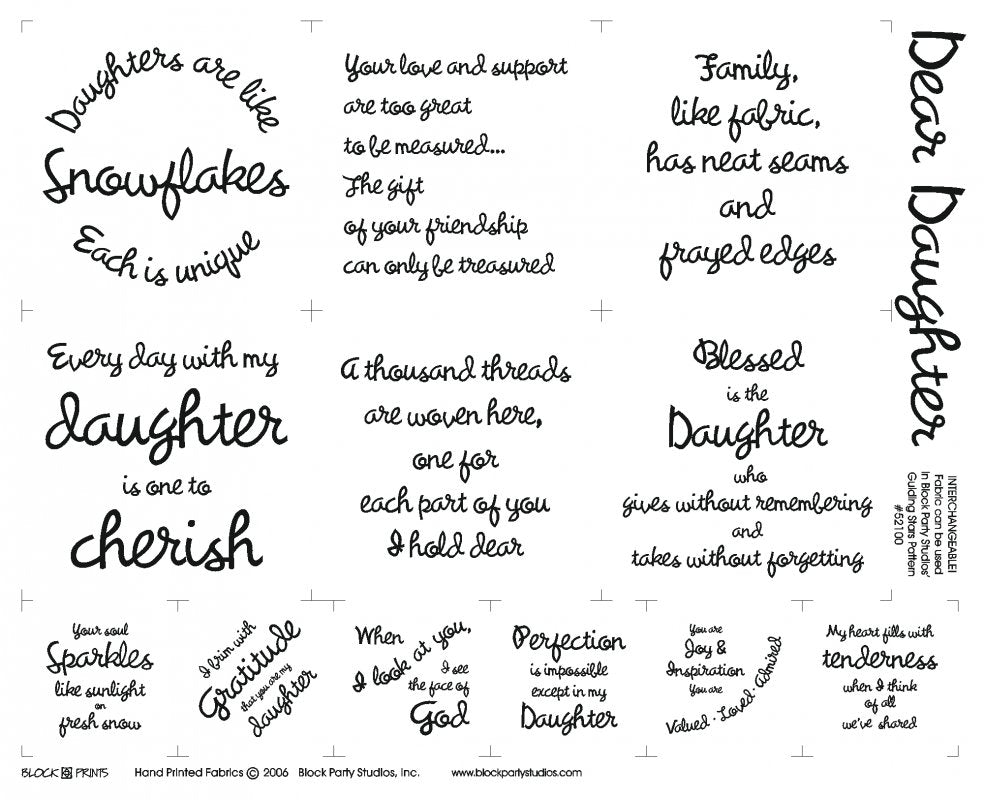 Dear Daughter Charm Squares Fabric Panel