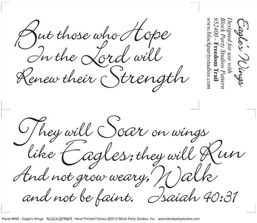 Eagle's Wings Isaiah 40:31 Scripture Verse Fabric Panel
