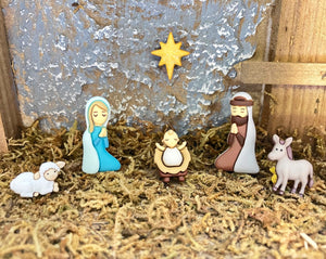 A Child Is Born Nativity Buttons & Flatbacks Set