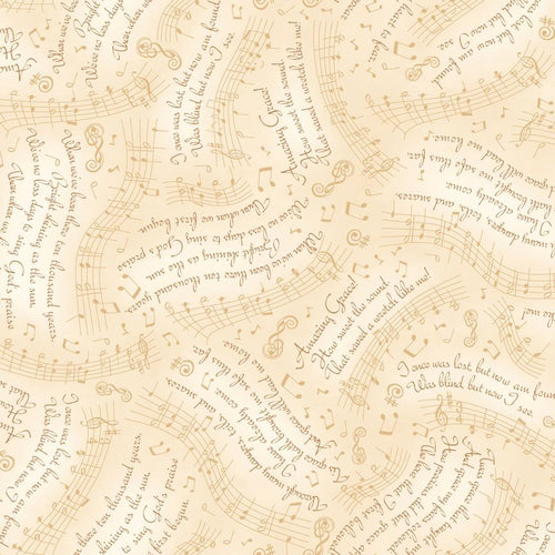 Amazing Grace Lyrics & Music Cream Cotton Fabric