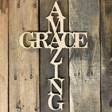 Amazing Grace Cross MDF Wood Cut Shape