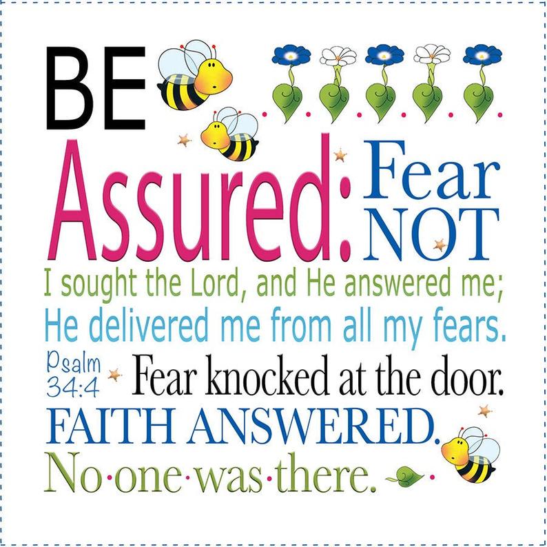 Be Assured Psalm 34:4 6 inch Mini Fabric Art Panel