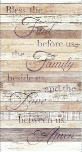 Bless This Family Prayer Weathered Wood Shiplap Cotton Fabric Panel