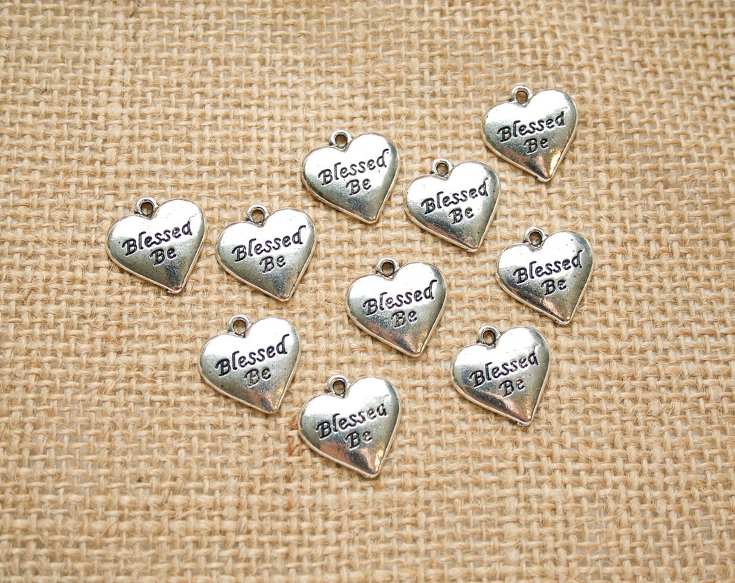 Pocket Prayer Silver Blessed Be Heart Charms Set 10 ct