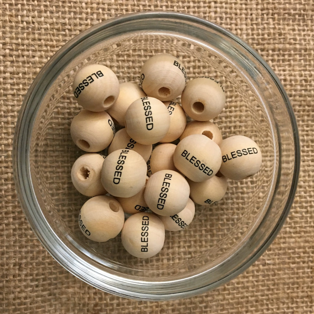 Blessed 16mm Wood Round Beads 12 ct