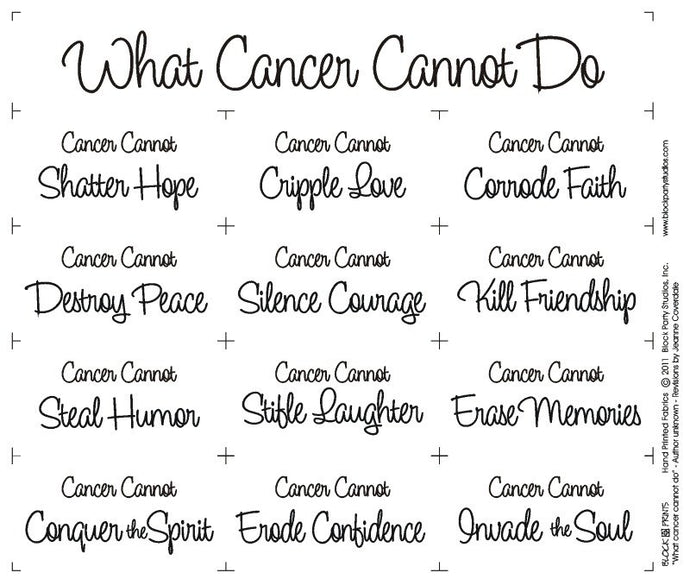 What Cancer Cannot Do Fabric Panel + FREE Quilt Pattern