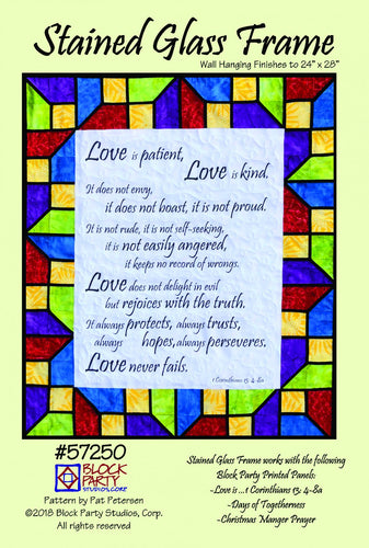 Stained Glass Love Is 1 Corinthians 13 Quilt Pattern & Fabric Panel Kit