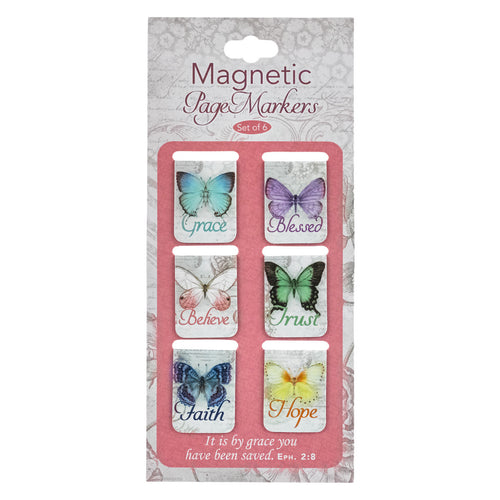 Butterfly Blessings Scripture Magnetic Bookmarks Set