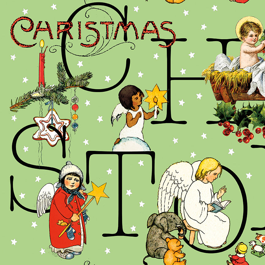 All About Christmas Story Green Cotton Fabric