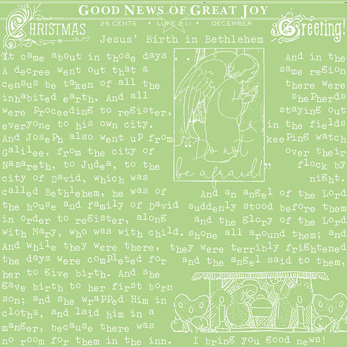 All About Christmas Good News Green Cotton Fabric