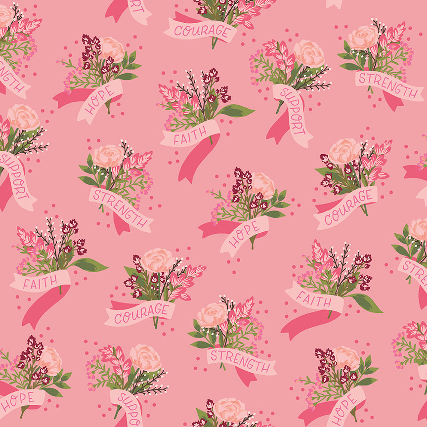 Hope in Bloom Pink Cotton Fabric