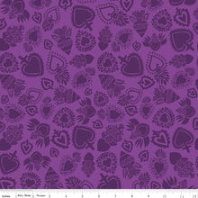 Amor Eterno Sacred Heart Purple Cotton Fabric