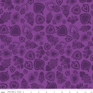 Amor Eterno Sacred Heart Purple Cotton Fabric