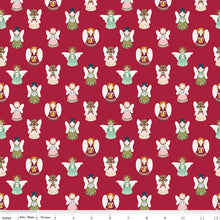 Christmas Village Angels Red Cotton Fabric
