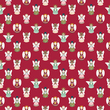 Christmas Village Angels Red Cotton Fabric