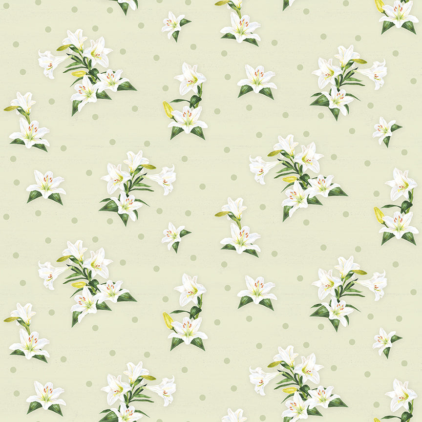 April Lily Toss Pearl Cotton Fabric