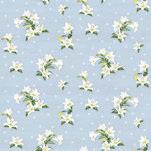 April Lily Toss Sky Cotton Fabric