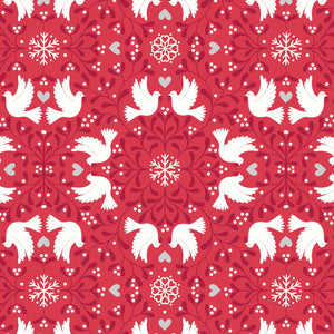 Christmas Scandi Dove Red Hygge Glow Cotton Fabric