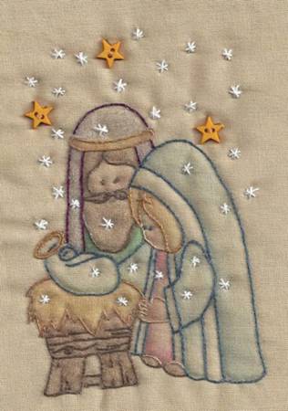 Nativity Tea Dye Embroidery Ornament Pattern Kit