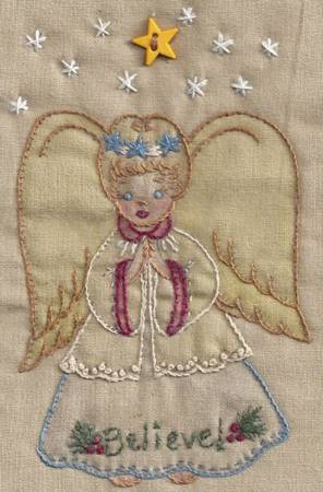 Vintage Believe Angel Embroidery Ornament Pattern Kit