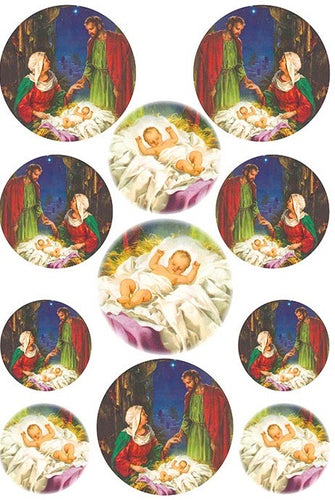 Nativity Ornaments Collage Rice Paper Sheet