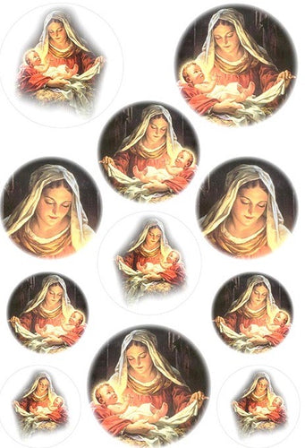 Madonna & Child Ornaments Collage Rice Paper Sheet