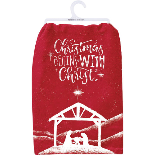 Christmas Begins with Christ Cotton Tea Towel
