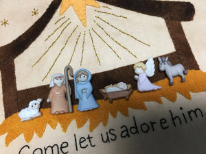 Come Let Us Adore Him Nativity Embroidery Pattern Kit