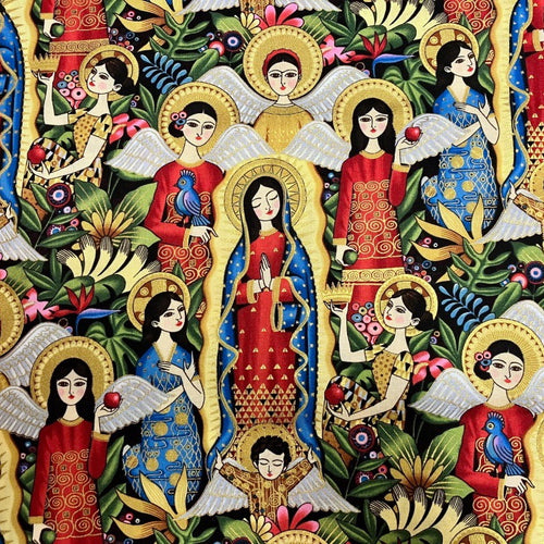 Coro Dorado Our Lady of Guadalupe Bright Metallic Cotton Fabric