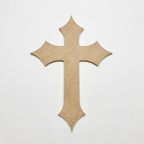 Small Pointed Cross MDF Wood Cut Shape - 2 sizes
