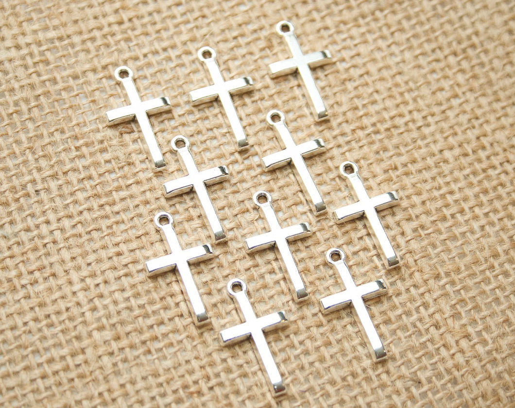 Pocket Prayer Silver Cross Charms Set 10 ct