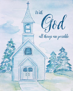 With God All Things Are Possible Large Cotton Fabric Panel