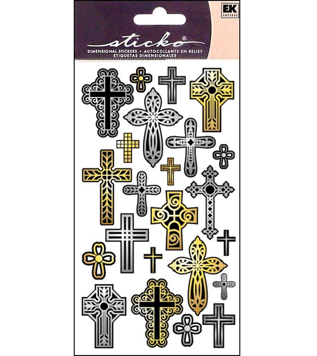 Cross Crosses Christian Celtic Catholic Silver Glitter Foam La Petites  Stickers