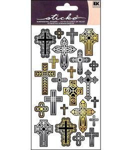 Gold & Silver Foil Cross Sticker Sheet