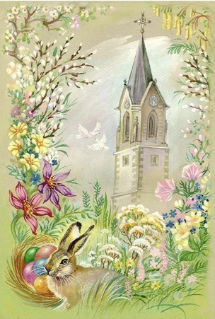 Old Fashioned Easter Bunnies Rice Paper Decoupage Sheet ~ Italy