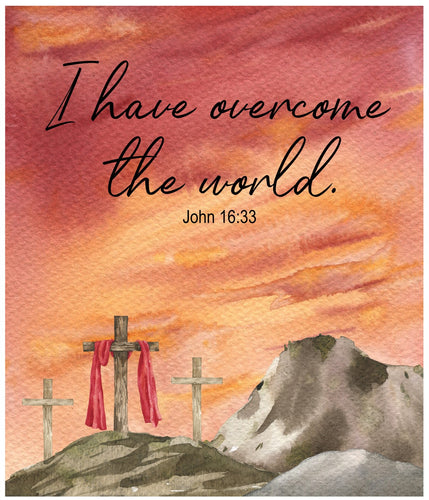 I Have Overcome The World Easter Watercolor Cotton Fat Quarter Panel