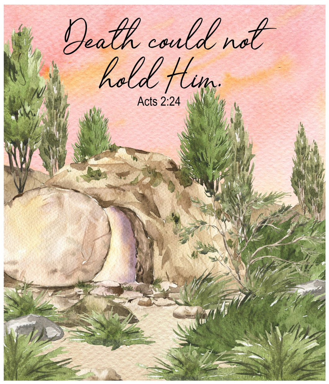 Death Could Not Hold Him Easter Watercolor Cotton Fat Quarter Panel