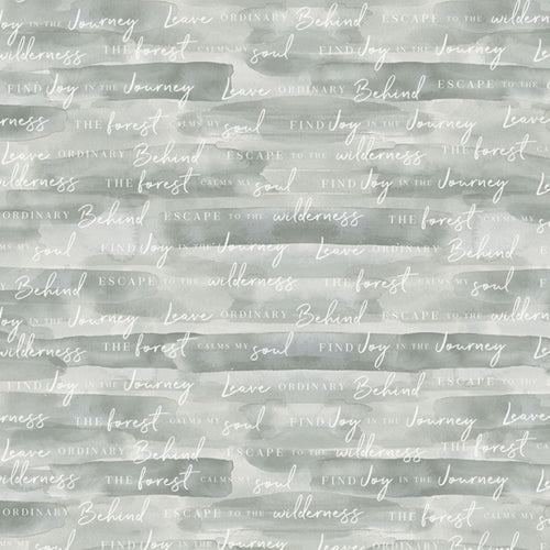 Ethereal Forest Joy In the Journey Green Words Cotton Fabric