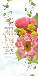 Faith Love Hope 6x12 inch Mini Fabric Art Panel