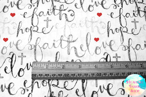Faith, Hope, Love Black & White Cotton Fabric Fat Quarter