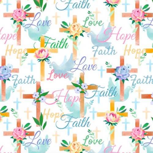 Faith Hope Love Crosses Anti-Pill Fleece Fabric