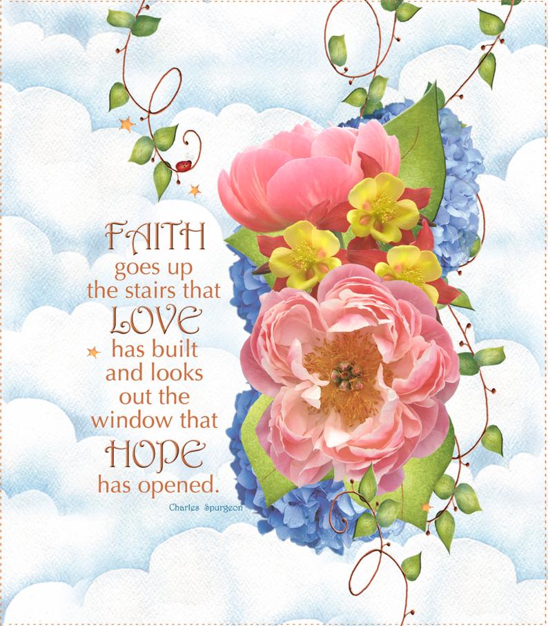 Faith Love Hope 10x12 inch Mini Fabric Art Panel