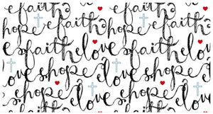 Faith, Hope, Love Black & White Cotton Fabric Fat Quarter