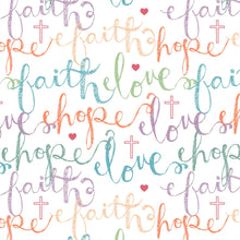 Faith, Hope, Love Multi Color Cotton Fabric