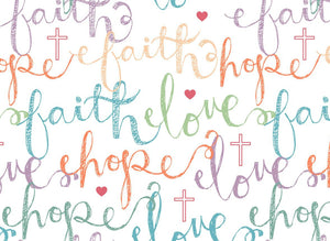 Faith, Hope, Love Multi Color Cotton Fabric